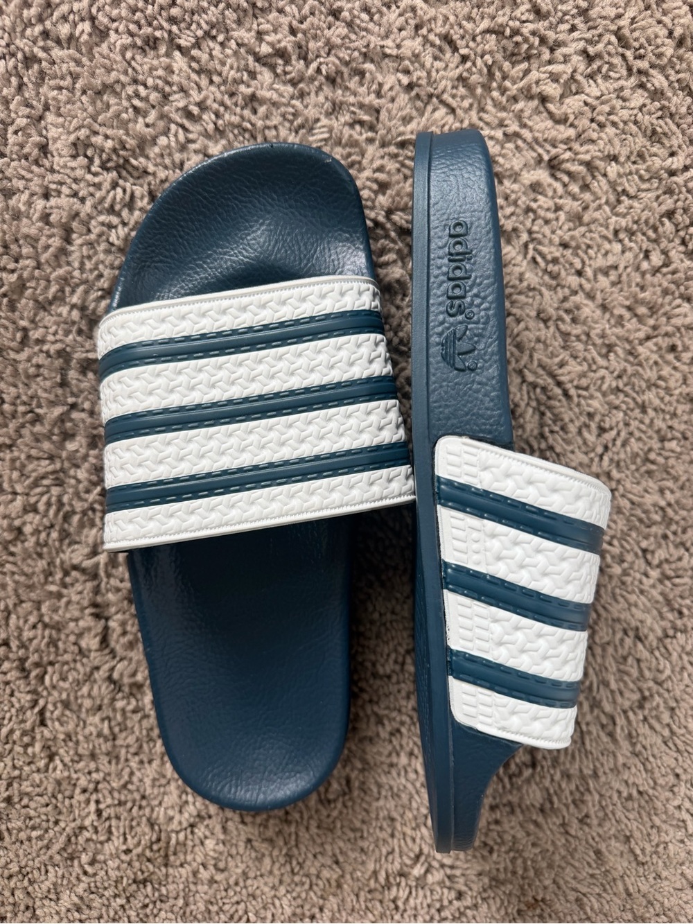 adidas Navy and White Men’s Slide Sandals